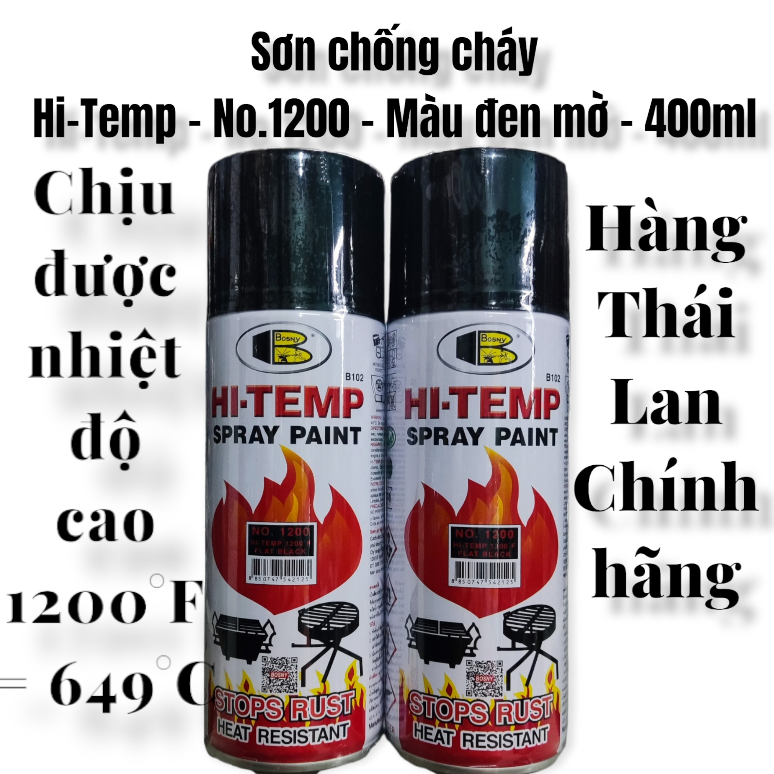 Sơn xịt chống cháy chịu được nhiệt độ cao Hi-Temp - No.1200 - Màu