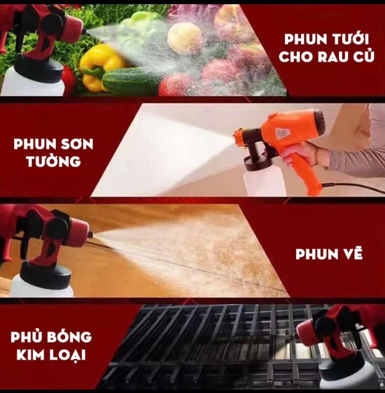 Máy phun sơn cầm tay HADAWA - Công suất khỏe 550W - Máy phun sơn dùng điện 220V - Dung tích bình 800 ML - SPRAY G U N