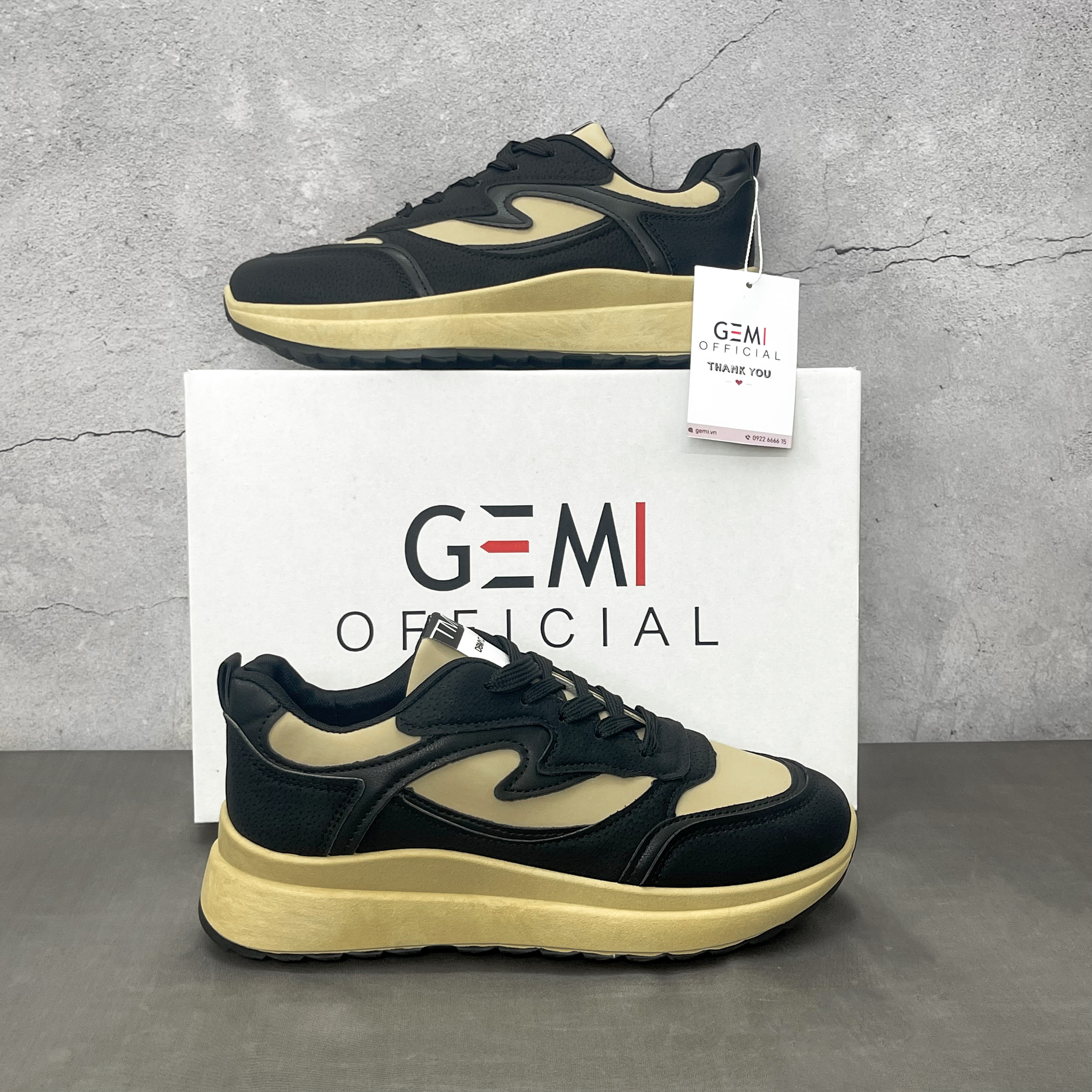 Giày thể thao nữ GEMI - giày ullzzang màu Đen- Nâu, phong cách trẻ trung năng động - M7301
