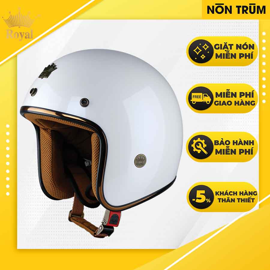 Nón bảo hiểm 3/4 ROYAL M20C trắng bóng