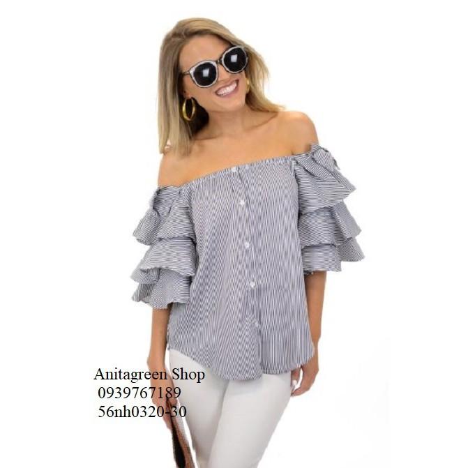 56nh0320-ÁO KIỂU TRỄ VAI TAY NƠ s-6xl