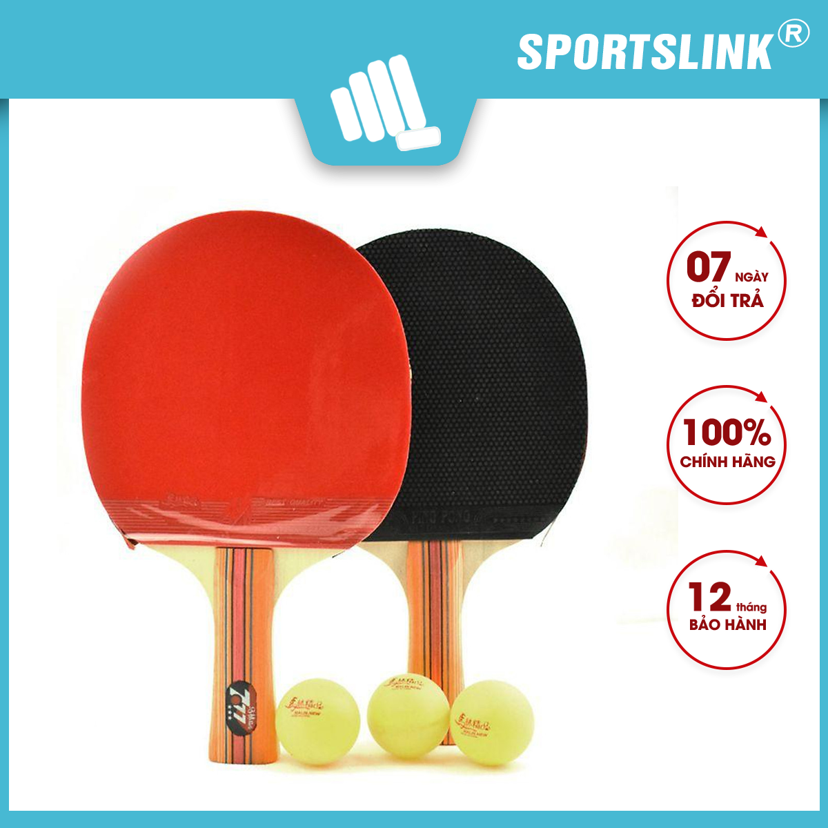 Cặp vợt bóng bàn BB777 Kèm 3 banh Sportslink