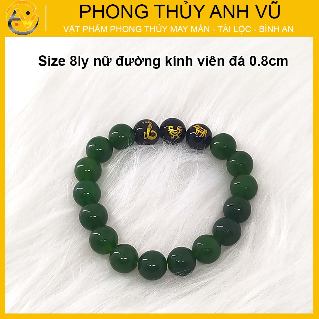 Vòng mã não xanh tam hợp tỵ dậu sửu đã khai quang - size 8 10ly - may mắn tài lộc - Vòng Tam Hợp Anh Vũ