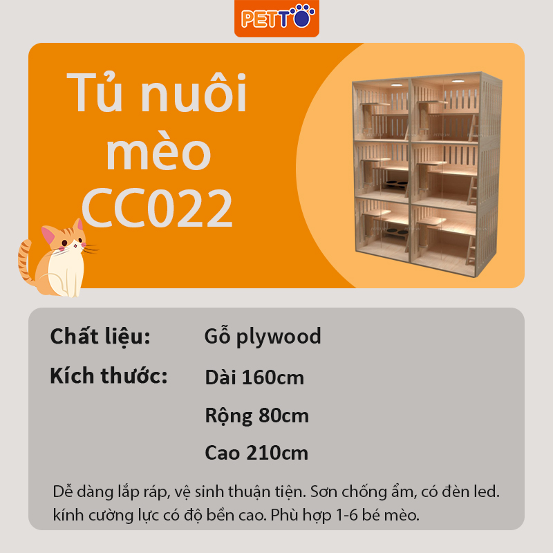 Tủ mèo bằng gỗ - tủ cho mèo nhiều ngăn SANG TRỌNG kết hợp đồ chơi dành cho 1 - 6 bé mèo BẢO HÀNH 1 NĂM HT003