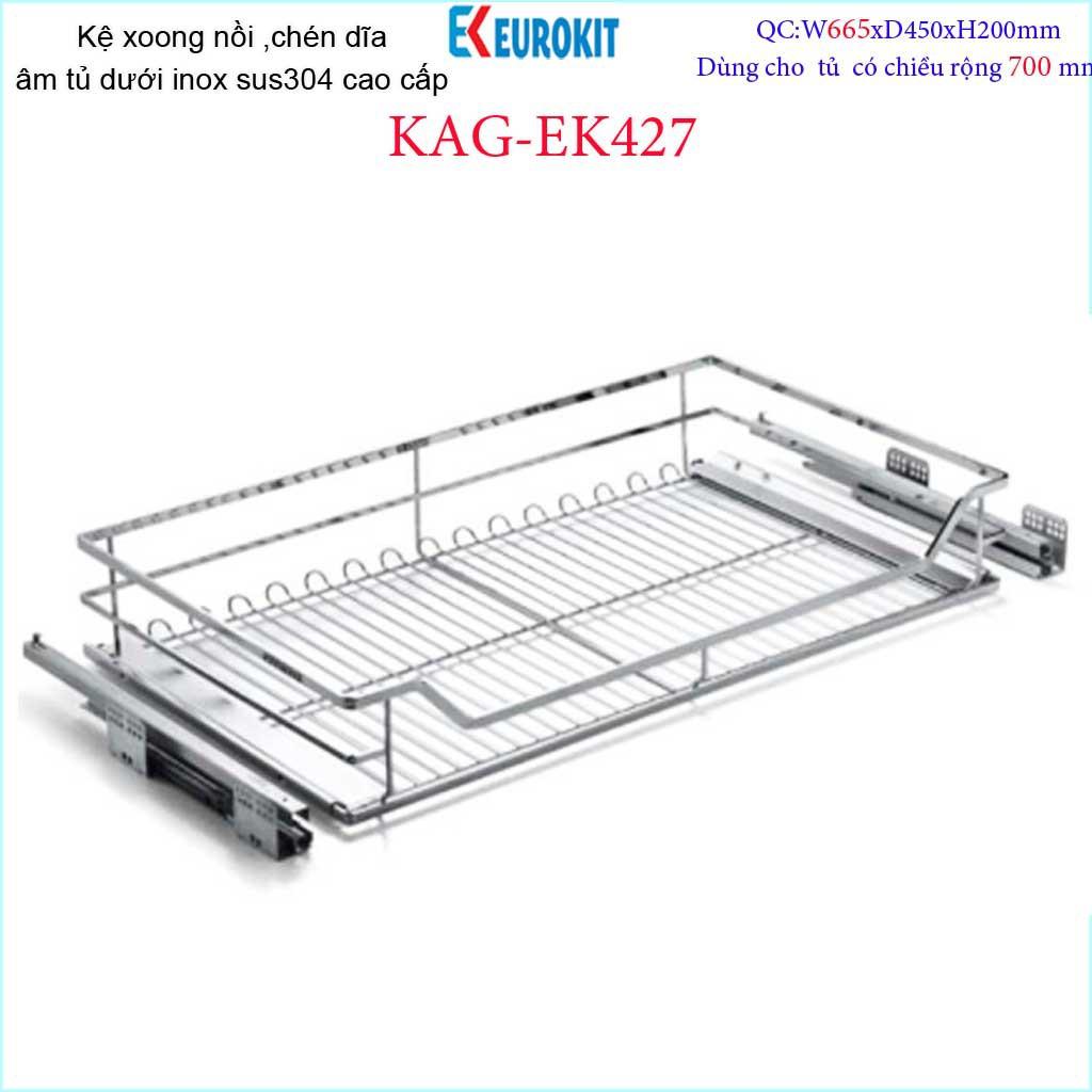 Kệ chén bát xoong nồi Euro âm tủ bếp inox 304, Kệ đa năng ray kéo tủ bếp dưới 60cm,-70cm-80cm-90cm, khuyến mãi phí lắp