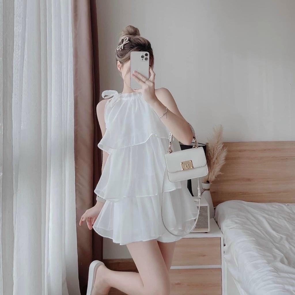 Set áo cổ yếm bèo 3 tầng và quần ngắn