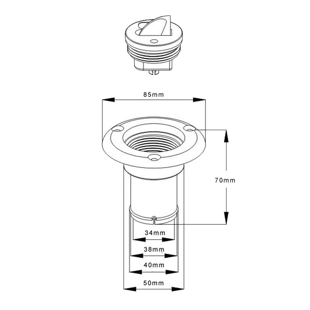 2X Deck Filler for Water  Socket White Nylon Blue   boat Caravans