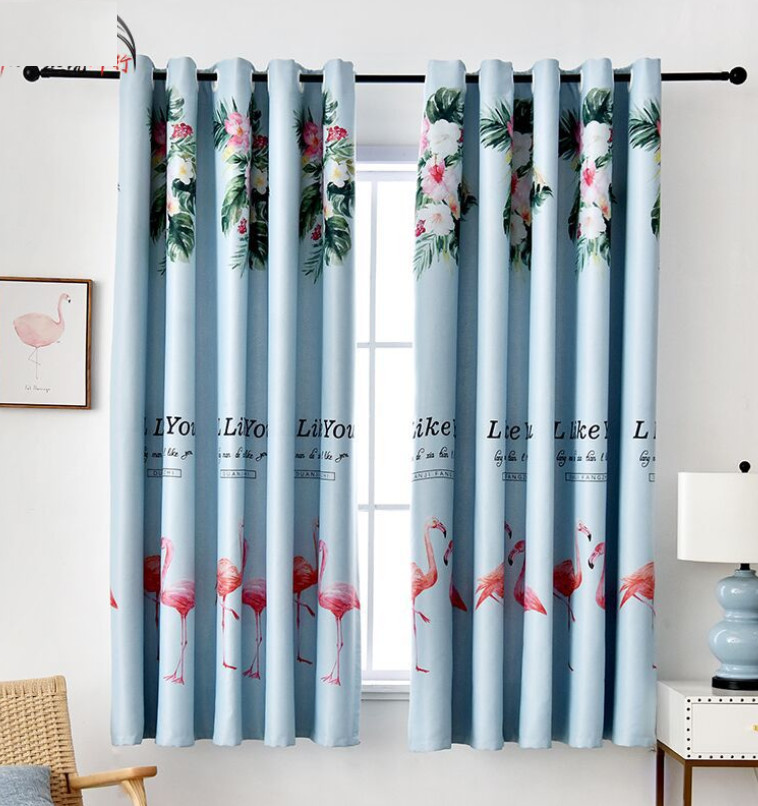 RÈM CỬA CHIM HẠC MÀU XANH VÀ HỒNG .SIZE 3M NGANG X 2M CAO (1 TẤM)