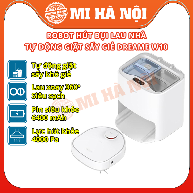 Robot Hút Bụi Lau Nhà Dreame Bot W10 – Tự Động Giặt Giẻ, Sấy Khô - Hàng chính hãng