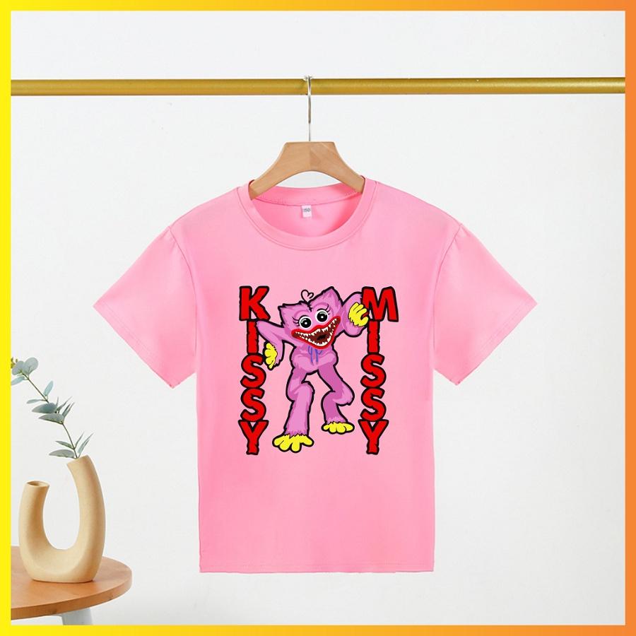 Áo thun trẻ em in hình Poppy Playtime màu hồng cho bé gái cực yêu