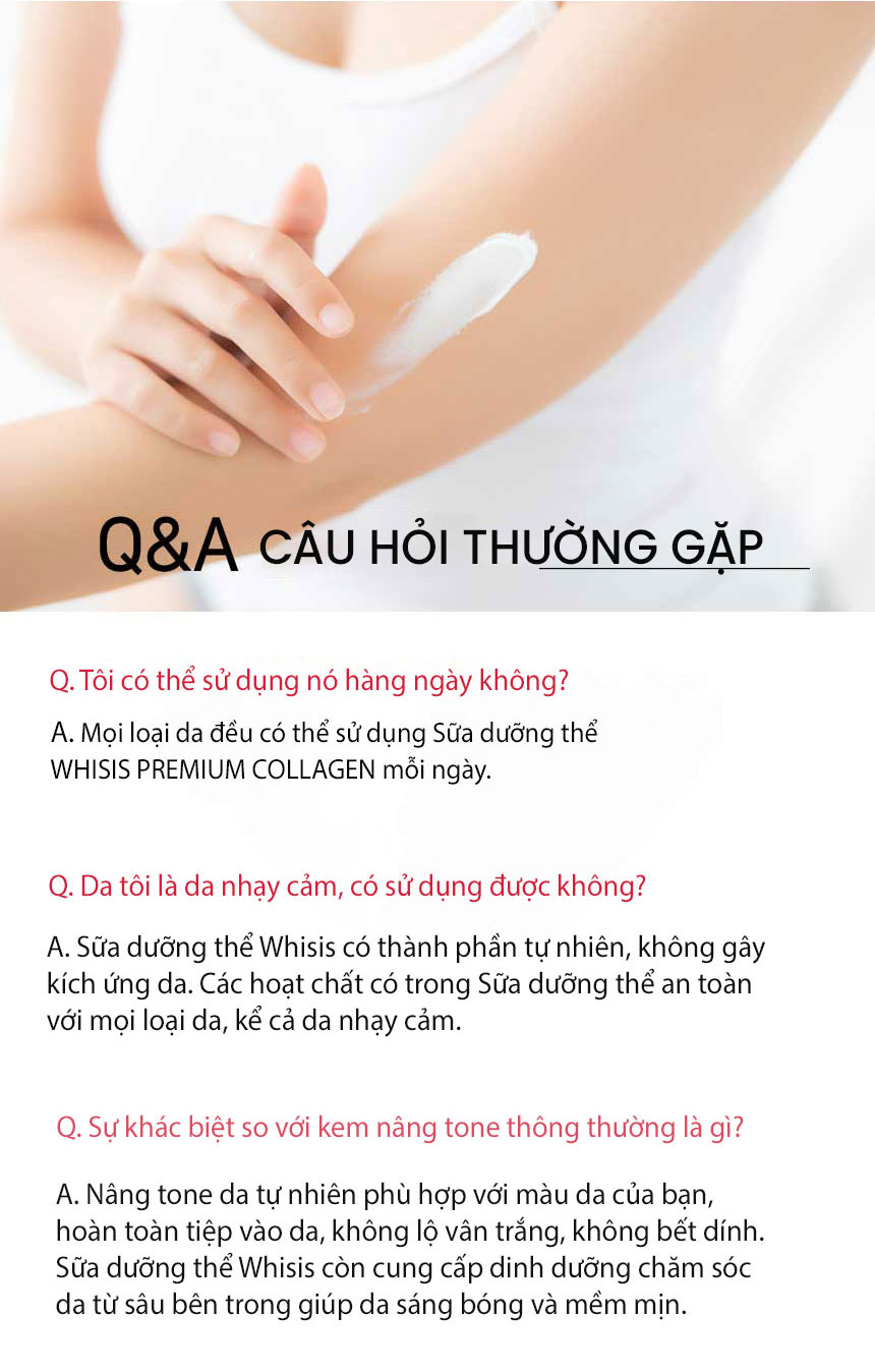 Kem body WHISIS PREMIUM COLLAGEN WHITENING BODY LOTION dưỡng trắng, chống nắng cao cấp 200ml