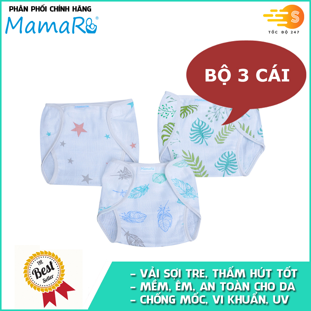 Bộ 3 cái tả quần vải sợi tre cho bé mềm mại Mamaru MA-TQ01 - Diệt khuẩn, hút ẩm tốt, kháng tia UV