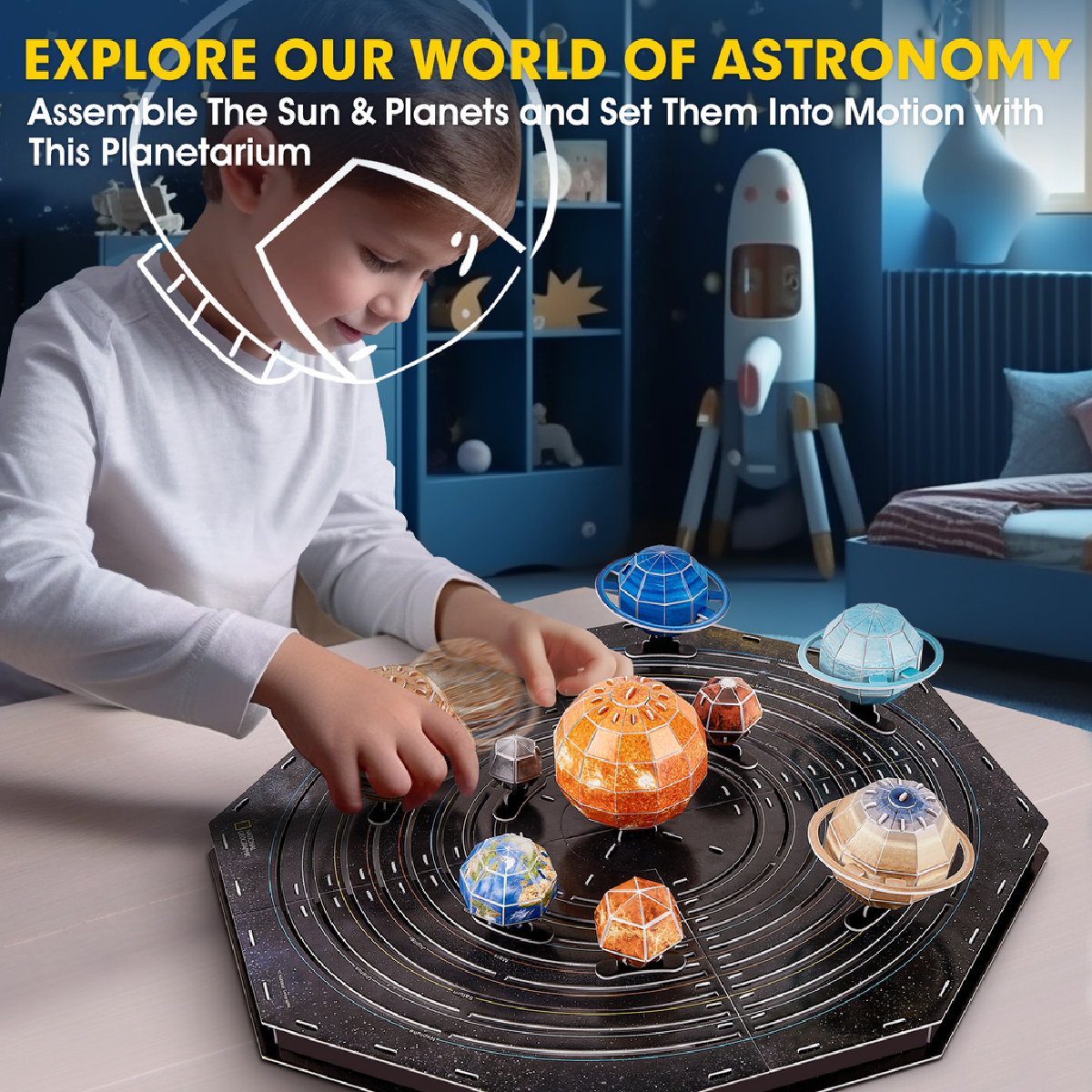 Đồ Chơi Lắp Ráp Mô Hình Hệ Mặt Trời Chuyển Động Nat Geo STEAM DS1087h