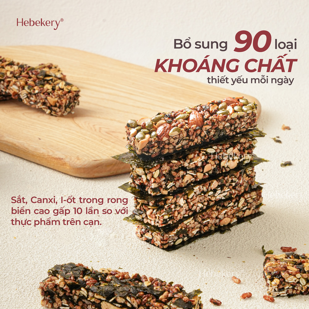 Thanh Hạt Dinh Dưỡng Rong Biển Nori Nhật Bản Hebekery - Snack Rong Biển Ăn Vặt Healthy Đầy Đủ Dinh Dưỡng