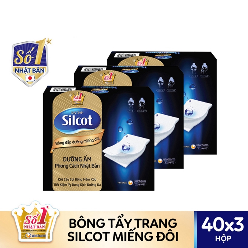 Bộ 3 Hộp Silcot Bông Đắp Dưỡng Miếng Đôi (40 Miếng/Hộp)