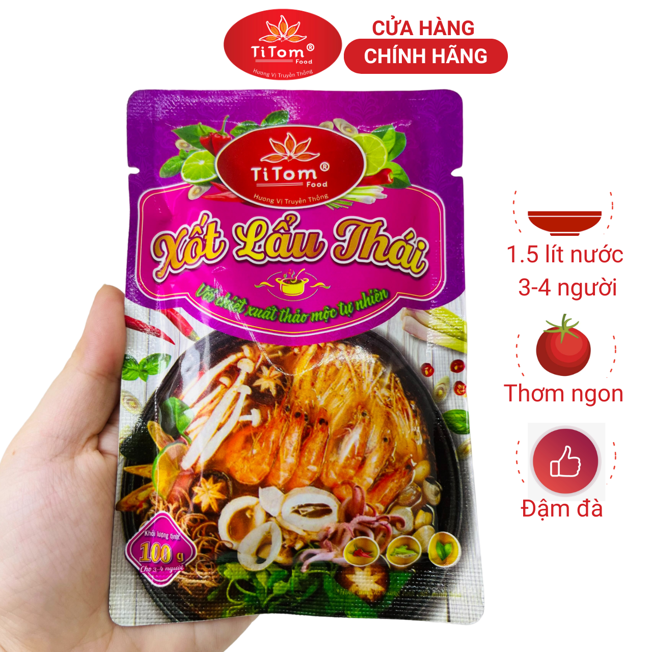 Xốt lẩu thái Titom gói 100g gia vị hoàn chỉnh dùng nấu lẩu thái mì chua cay