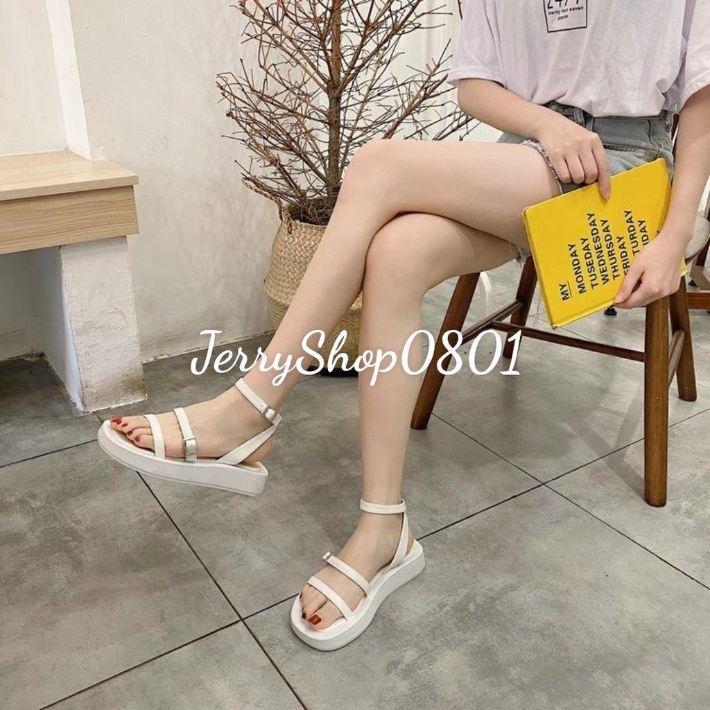 Sandal nữ cao 2p ĐẾ BÁNH MÌ 2 DÂY NGANG MẢNH siêu xinh