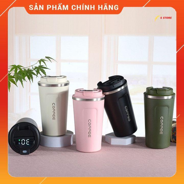 Ly giữ nhiệt cầm tay Coffee hiển thị nhiệt độ,bình giữ nhiệt nhiều màu sắc inox 304 cao cấp 500ml