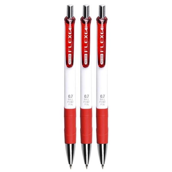 Vỉ 3 Bút Bi Flexoffice FO-038/VN - Mực Đỏ