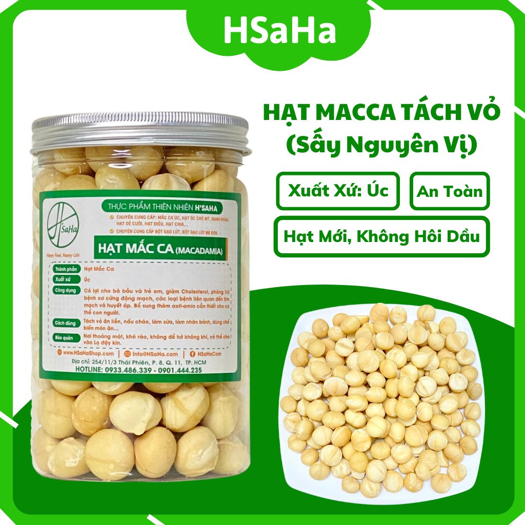 Hạt MacCa Tách Vỏ Sẵn HSaHa - Nhân Mắc Ca Nhập Khẩu Úc  Rang Nguyên Vị Ăn Liền - Quả To, Mới, Ngon, Không Hôi Dầu