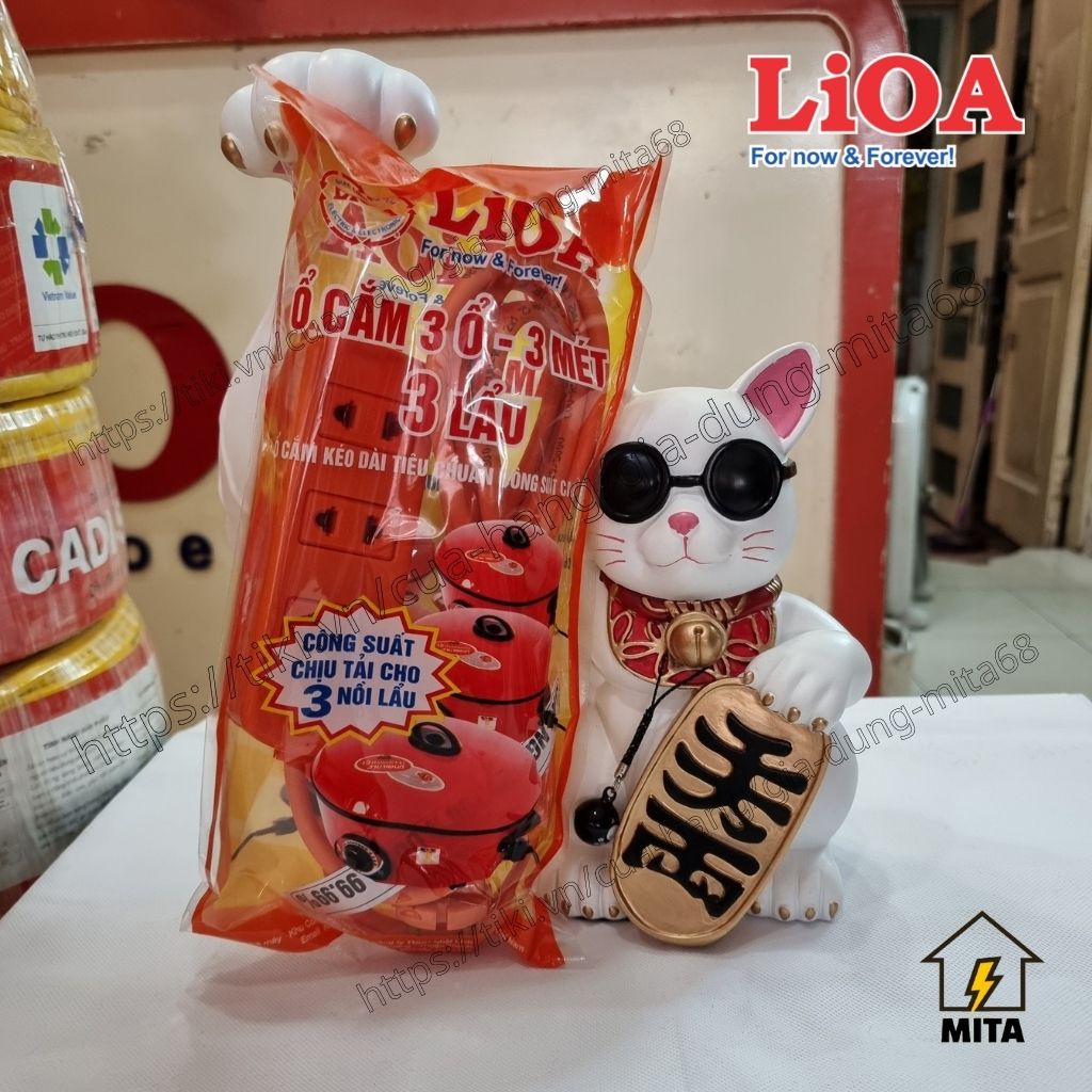 Ổ Cắm Điện LiOA 3 Ổ Công Suất Lớn Chịu Tải 3 Nồi Lẩu S3TC 3m