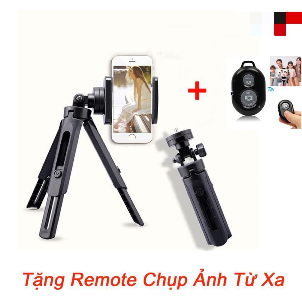 Combo Chân Đế Tripod Support Mini Cho Điện Thoại, Máy Ảnh Kèm Remote