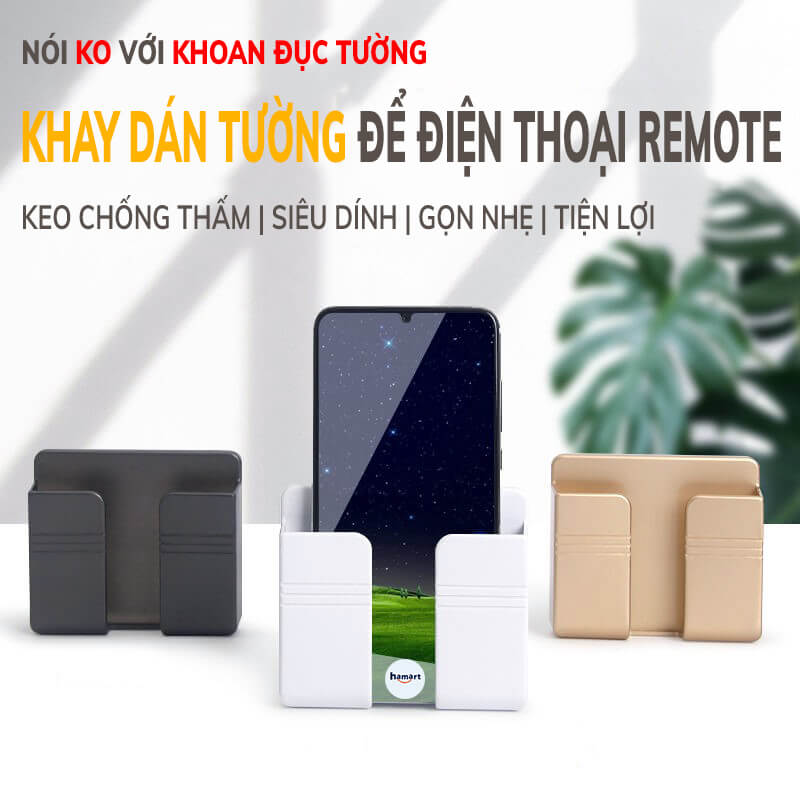 Kệ Dán Tường Đa Năng Hamart Giá Để Điện Thoại Điều Khiển Remote Khay Dán Tường Tiện Lợi