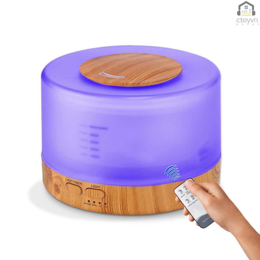 Máy khuếch tán tinh dầu tạo độ ẩm không khí có đèn LED 7 màu điều khiển 3 chế độ điều khiển từ xa 500ml