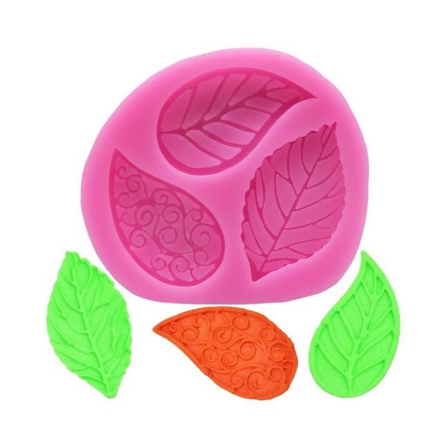 Khuôn silicon 4d 3 lá mẫu đơn nổi vân
