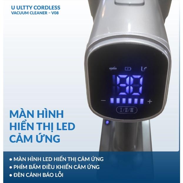 Máy Hút Bụi Lau Nhà Không Dây ULTTY V08, Lực Hút Cực Mạnh, Nhiều Đầu Hút, Pin Bền, Độ Ồn Thấp, Nhập Đức, BH 24 Tháng