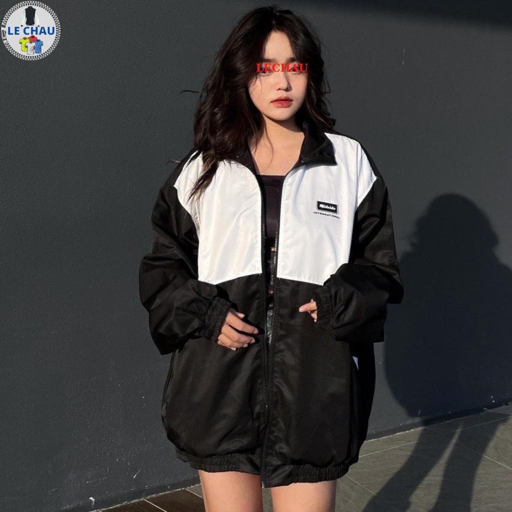 Áo khoác dù unisex form rộng in hình NGÔI SAO jacket nam nữ giá rẻ xịn xò ulzzang hottrend - Midside Đen XL &lt;60kg