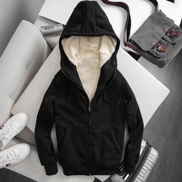 Áo khoác nỉ lót lông nam nữ dày dặn ấm áp-Áo khoác hoodie cao cấp có 3 màu