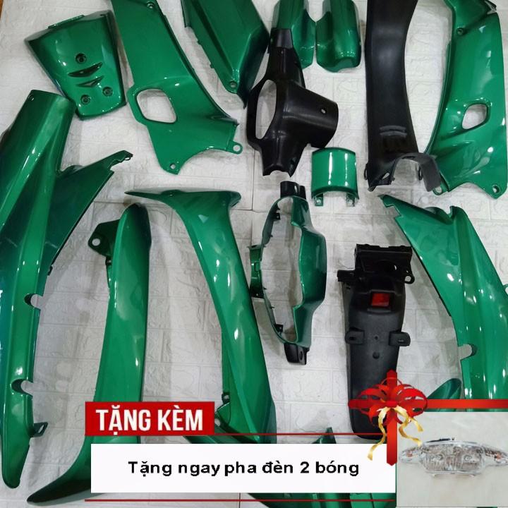 Dàn áo xe Wave Alpha, Wave 110 đời 2002 đến 2006 nhựa ABS nguyên sinh cao cấp, màu xanh HEINEKEN cực chất , tặng ngay bộ