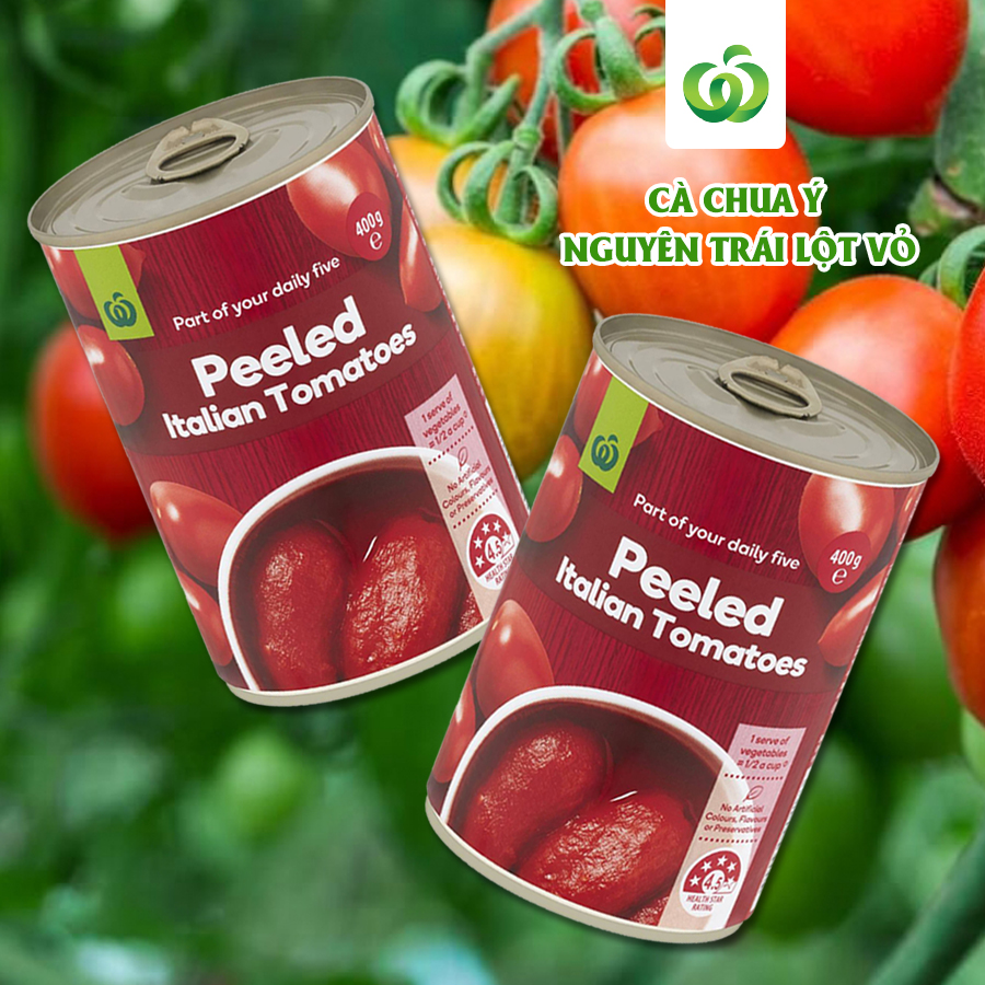 Cà Chua Ý nguyên trái lột vỏ - Woolworths Italian Peeled Tomatoes 400g