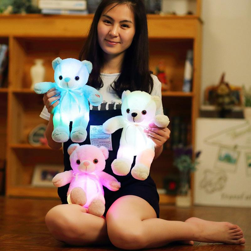 50CM Sáng Tạo Sáng Đèn LED Kèm Dây Thắt Nơ Thú Nhồi Bông Sang Trọng Đồ Chơi Nhiều Màu Sắc Phát Sáng Quà Tặng Giáng Sinh Cho trẻ Em Gối