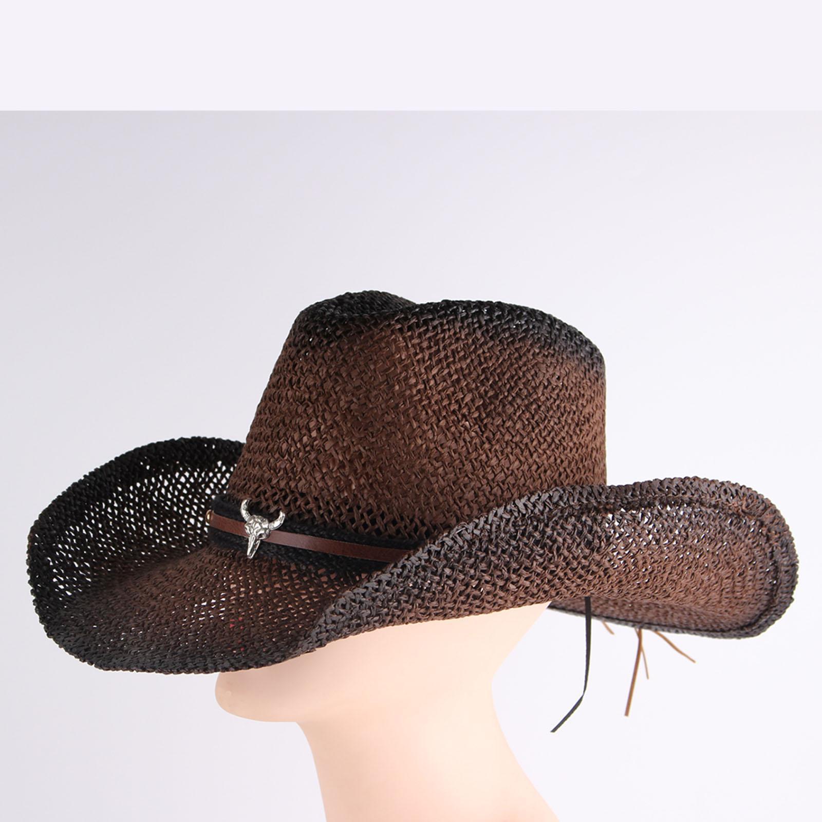 Straw Cowboy Hat Roll up Brim Cowboy Hat for festival Sun Protection