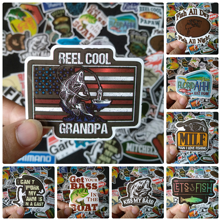 Bộ Sticker dán cao cấp chủ đề CÂU CÁ - FISHING - Dùng dán Xe, dán mũ bảo hiểm, dán Laptop