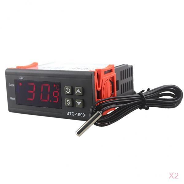 2x Dual Stage Digital Temperature Controller Fahrenheit Thermostat with Sensor for 3D Printer,Freezer,Fridge,Hatching