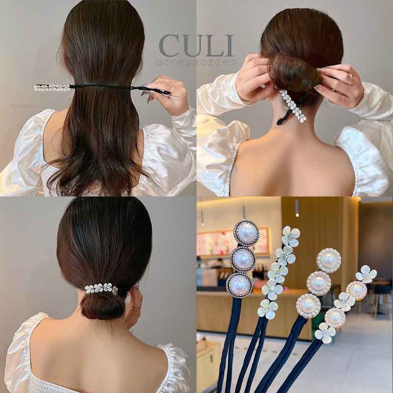 Kẹp búi tóc, kẹp quấn tóc dẻo củ tỏi đa năng, kẹp tóc đính hoa - ngọc hot trend style Hàn Quốc cho nữ - Culi.accessories