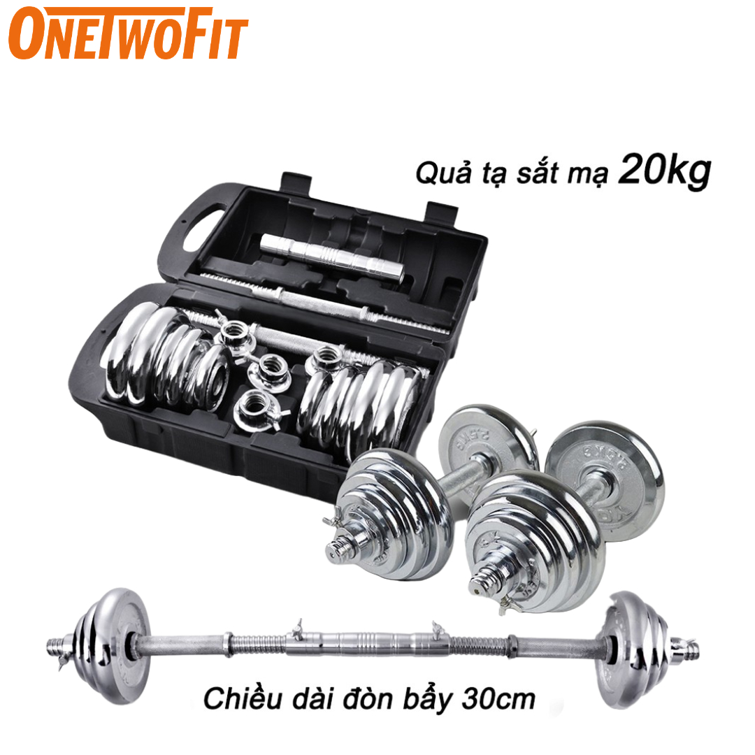OneTwoFit tạ tập tay Barbell Dumbbell Weight Barbell bar OT010. Bộ đĩa tạ tập gym tạ tay 20kg