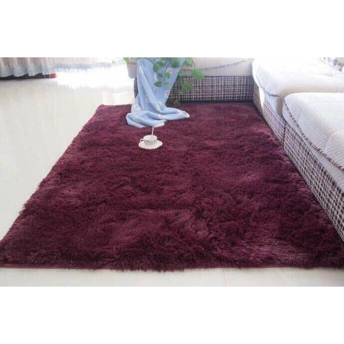 Thảm Lông Xù Màu Đỏ Rượu Vang | 160x200cm | Thảm Trang Trí Phòng Khách - Phòng Ngủ - Thảm Trải Sofa - Thảm Dành Cho Bé