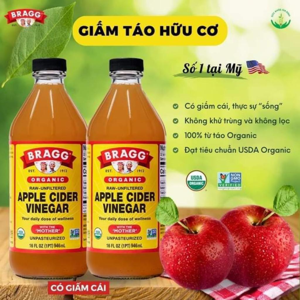 [Mua 1 tặng 3] Giấm táo hữu cơ Bragg 473ml, Giấm táo nguyên chất, Dấm táo hữu cơ, Dấm táo nguyên chất