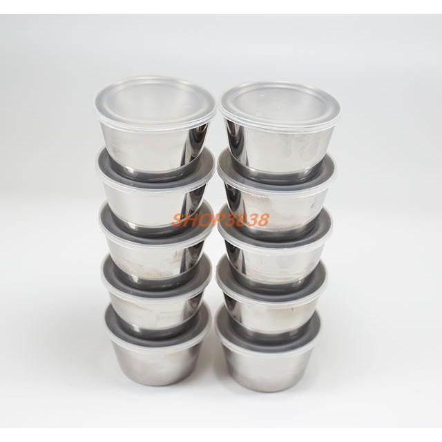 Combo 5 Khuôn Làm Bánh Flan Rau Câu Cupcake Inox 304 Nắp Nhựa Khít