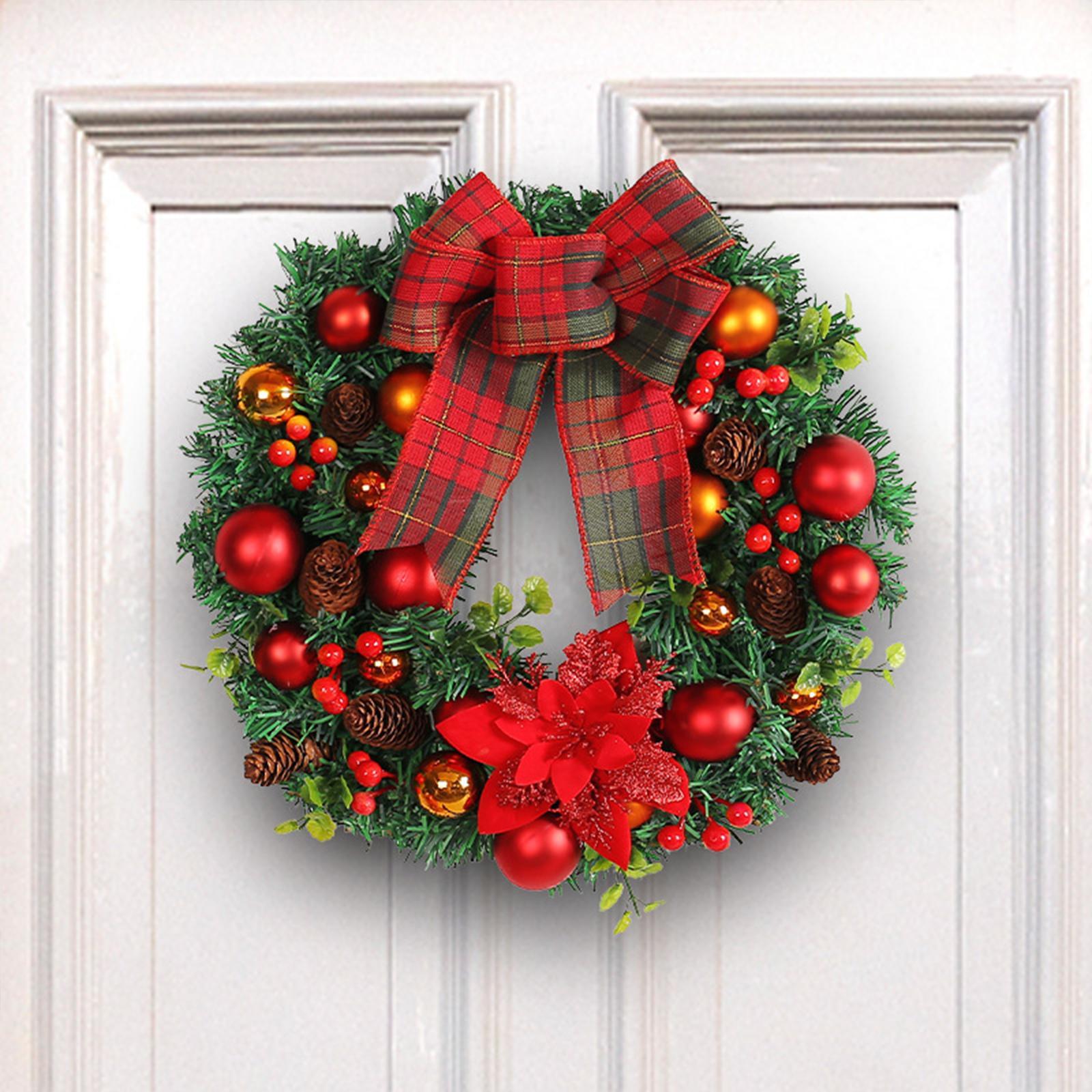 Christmas Wreath Front Door Wreath Housewarming Outside Holiday Garland Xmas Wreath for Hotel Wall Living Room Window Home