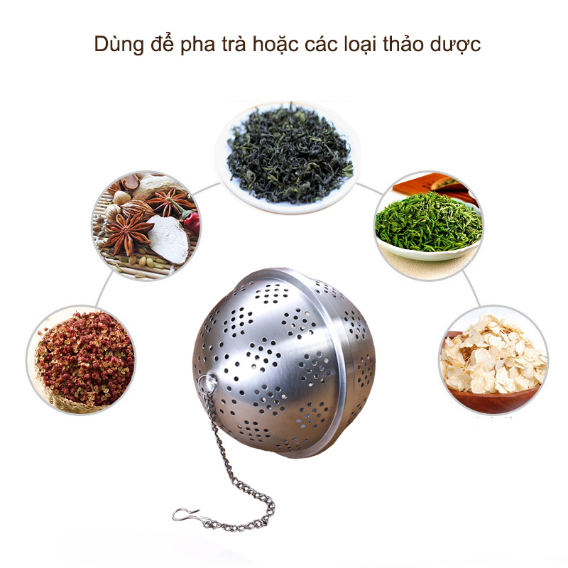 Dụng cụ lọc pha trà hình cầu D63-D73mm-D83mm-D94mm-D110mm tùy chọn, làm bằng inox 304 đục lỗ