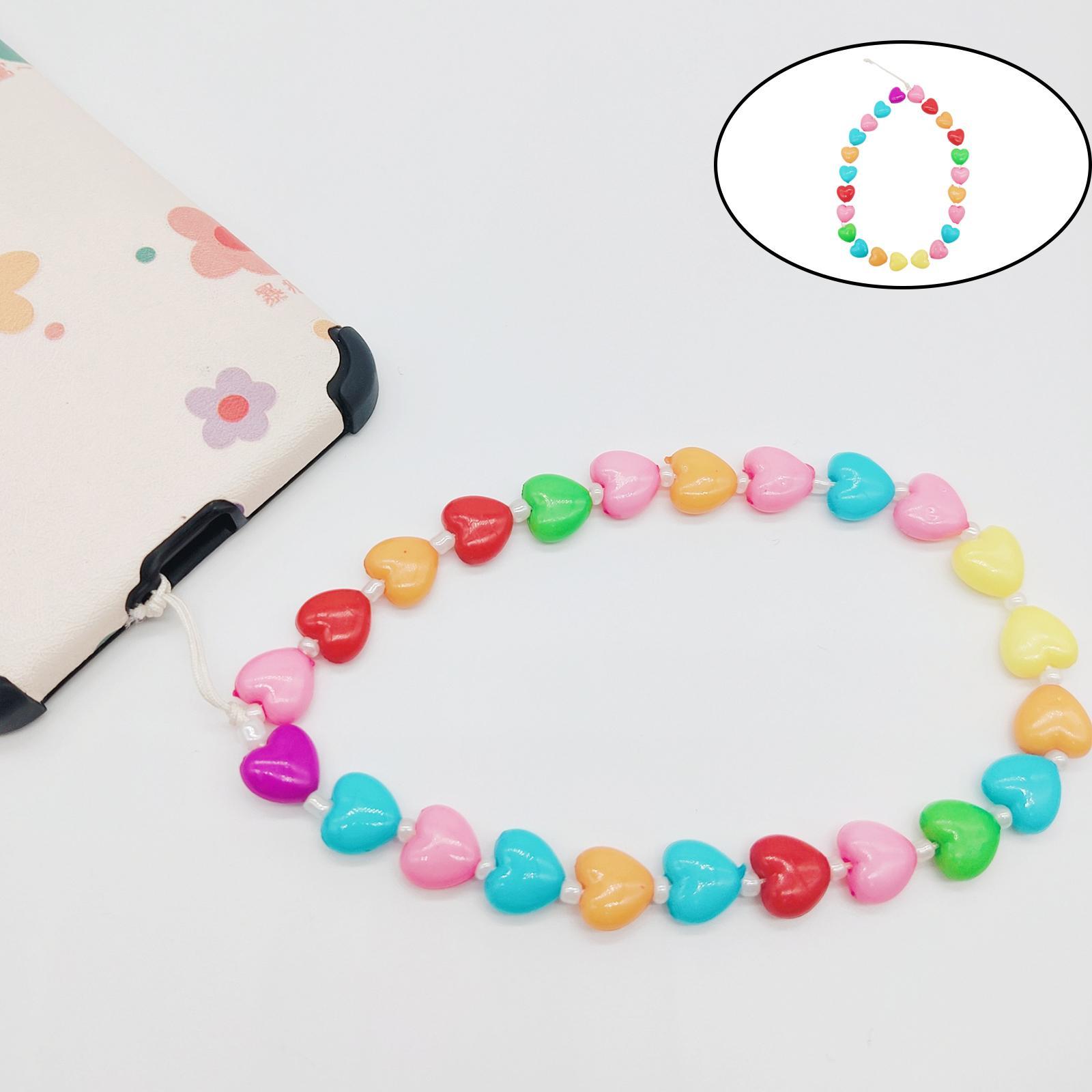Resin Phone Chain Strap Lanyard Beaded Key Chains for Women Girls Anti Lost