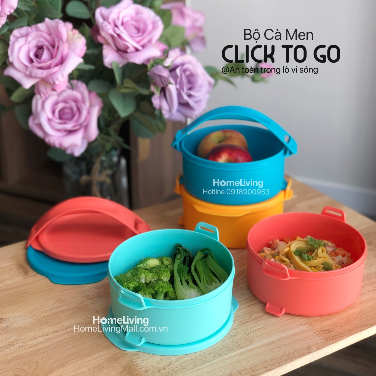 Bộ Hộp Cơm Tupperware Small Round Click To Go - Màu mới 