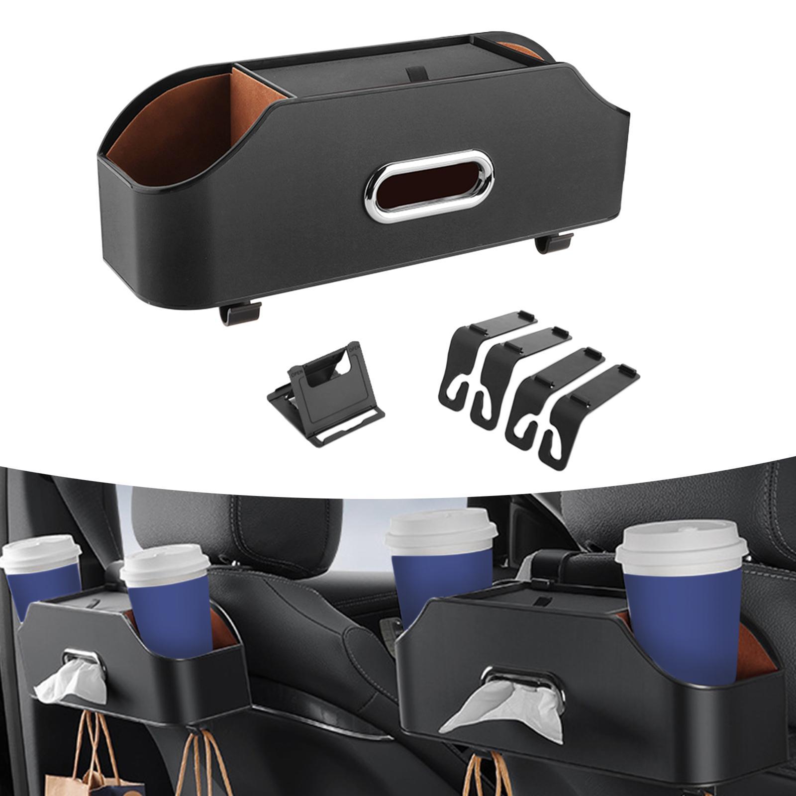 Car Seat Back Organizer Tissue Holder Backseat Storage Box Convenient Easy Installation Storing Paper Towels 2 Cup Holder
