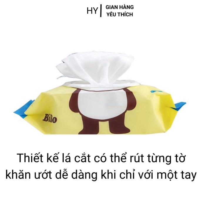 Khăn Ướt Bibo Không Mùi Hình Gấu Tiện Dụng (100 tờ/ gói)