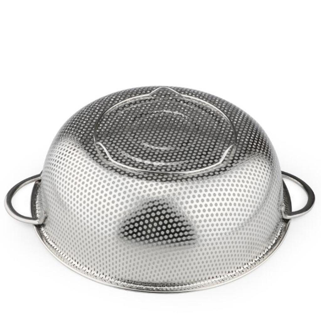 2 Pieces Stainless Steel Colander Food Sifter Pasta Draining Basket Storage